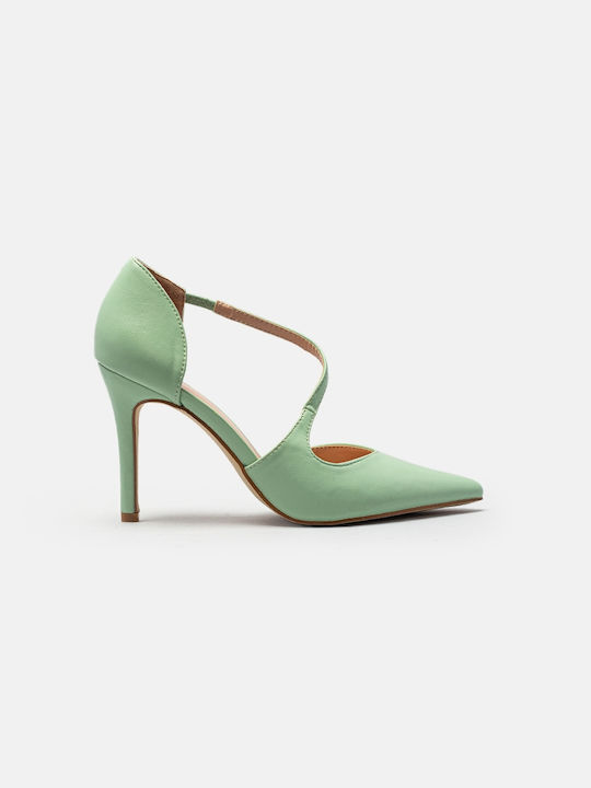 InShoes Pointed Toe Green Heels with Strap