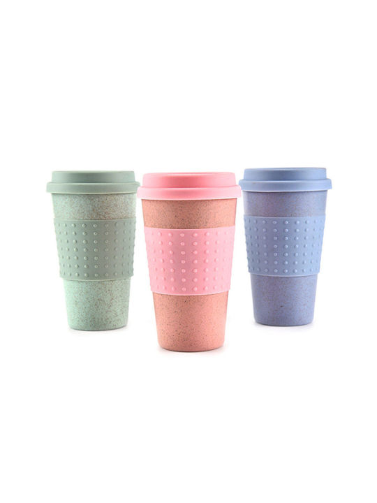 Bamboo Cup with Lid Pink 300ml