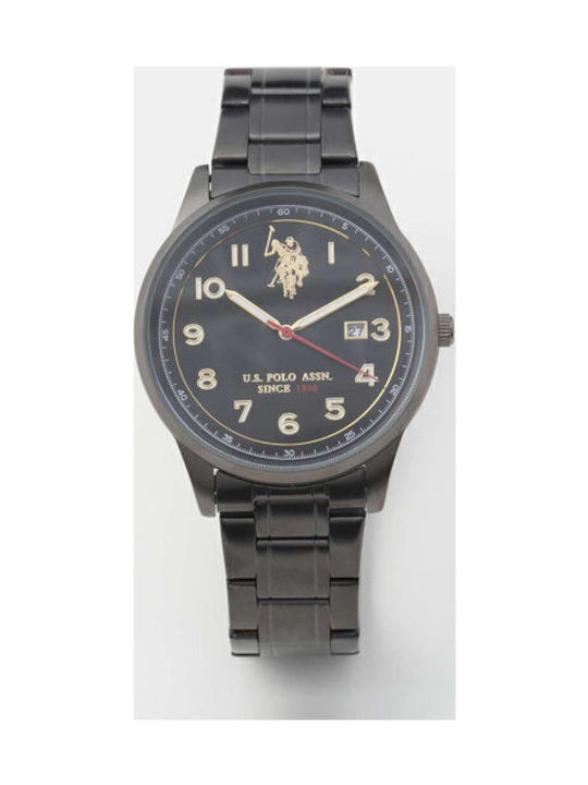 U.S. Polo Assn. Ανδρικό Ρολόι Μπαταρίας με Μαύρο Μεταλλικό Μπρασελέ