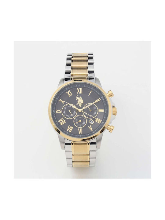 U.S. Polo Assn. Men's Watch Chronograph Battery with Silver Metal Bracelet