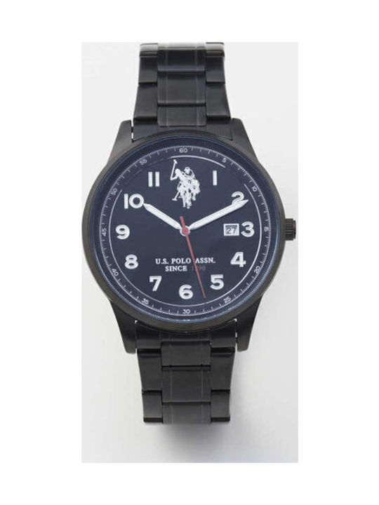 U.S. Polo Assn. Ανδρικό Ρολόι Μπαταρίας με Μαύρο Μεταλλικό Μπρασελέ