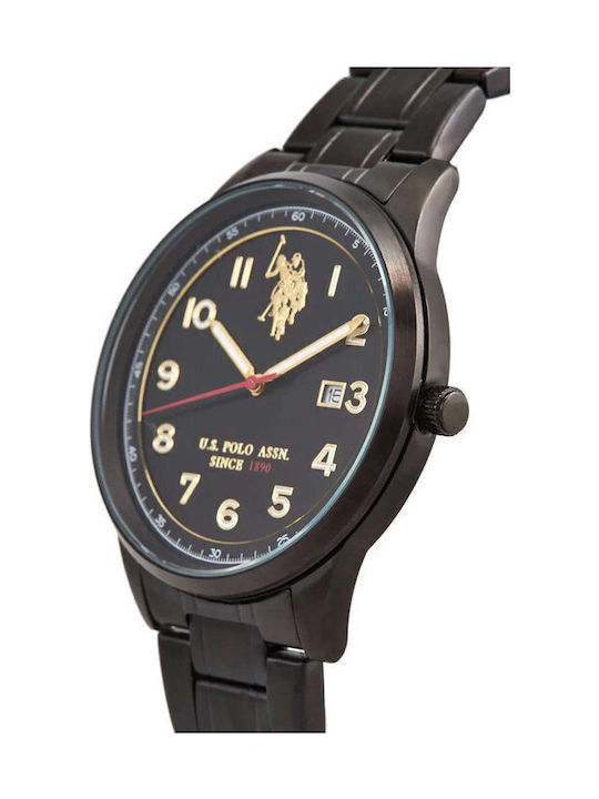 U.S. Polo Assn. Herrenuhr Batterie mit Schwarz Metallarmband