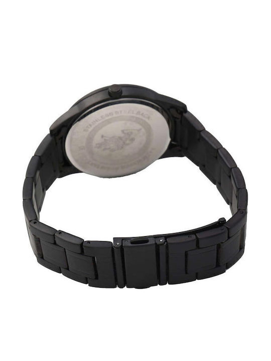 U.S. Polo Assn. Men's Watch Battery with Black Metal Bracelet