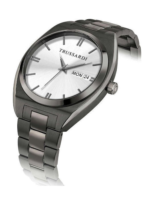 Trussardi Metropolitan Ceas Barbatesc Cu Baterie Cu Brățară Din Metal Neagră