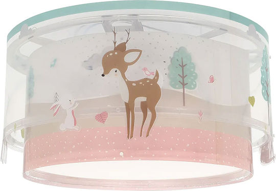 Ango Loving Deer Kronleuchter Kinderdeckenleuchte Deckenleuchte montieren 15W mit Fassung E27 Rosa 33x16.5cm