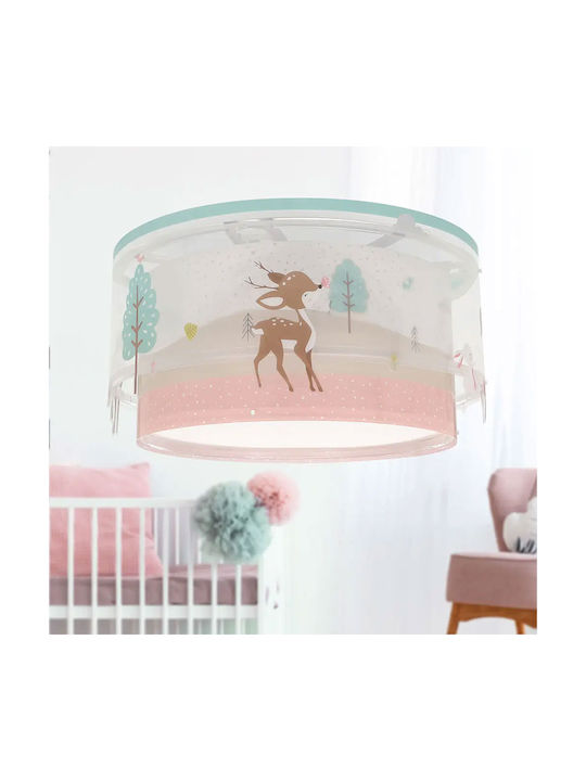 Ango Kids Plastic Chandelier Mount Ceiling Light E27 Loving Deer Pink 15W 33x16.5cm