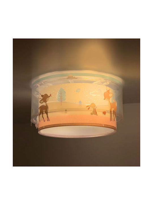 Ango Kids Plastic Chandelier Mount Ceiling Light E27 Loving Deer Pink 15W 33x16.5cm