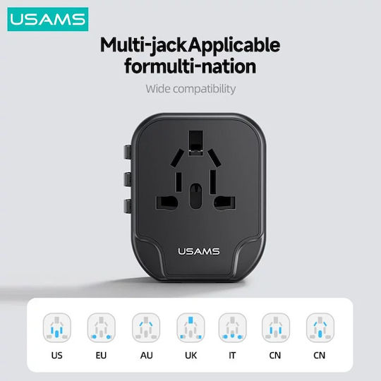 Usams Univesal Travel Charger to Universal Plug Adapter US/AU/EU/UK