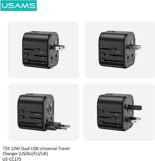 Usams Univesal Travel Charger to Universal Plug Adapter US/AU/EU/UK