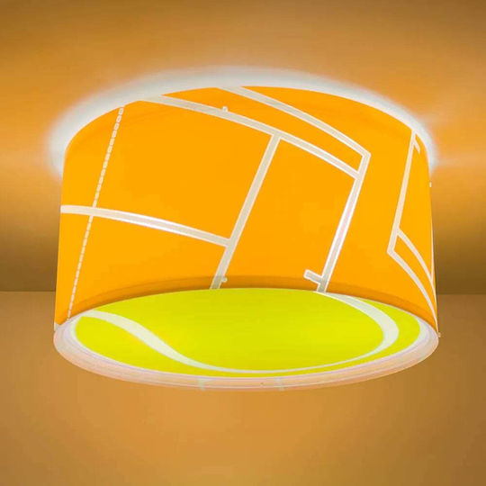 Ango Kids Plastic Chandelier Mount Ceiling Light E27 Sports Tennis Orange 15W 33x16.5cm