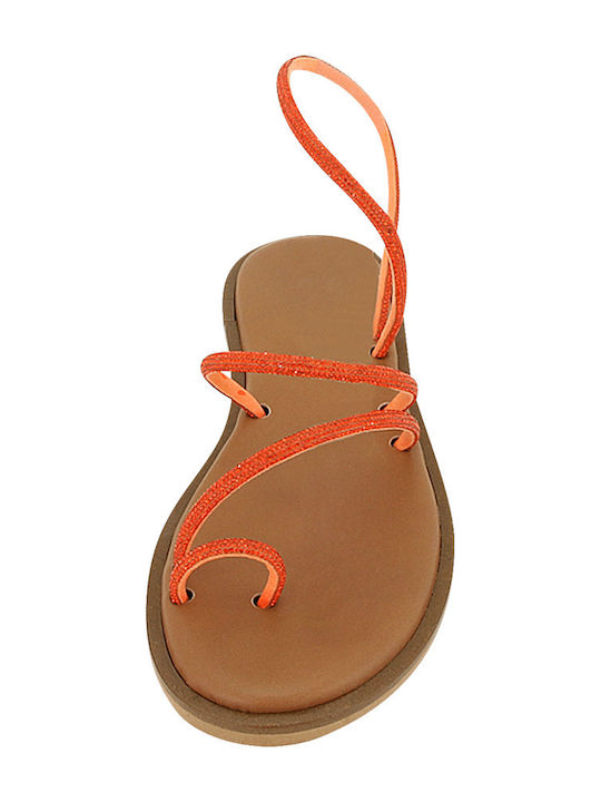 Nere Women's Flat Sandals in Orange Color