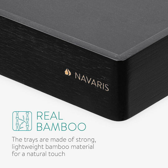 Navaris Bambus Dreptunghiular Tavă de Servire din Bamboo cu Mânere în Culoare Negru 53446.03.01 3buc