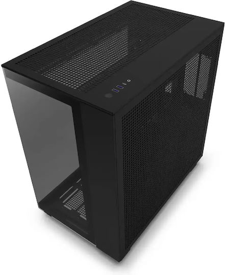 NZXT H9 Flow Геймърско Midi Tower Компютърна Кутия с Страничен Прозорец Матово Черен