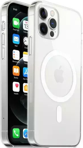 Forcell Mag Cover Umschlag Rückseite Kunststoff Transparent (iPhone 12 / 12 Pro)