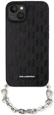 Karl Lagerfeld Saffiano Monogram Chain Plastic Back Cover Black (iPhone 14)