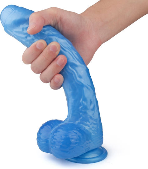 Kinksters Dildo realist cu Testicule și Ventuză Albastru 22cm