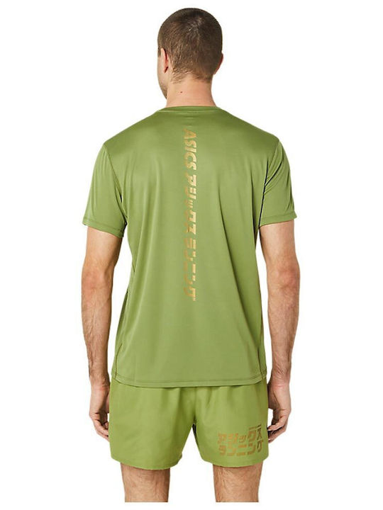 ASICS Katakana Herren Sport T-Shirt Kurzarm Grün