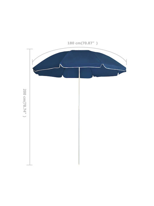 Round Metal Garden Parasol Blue Diameter 1.8xHeight 2m