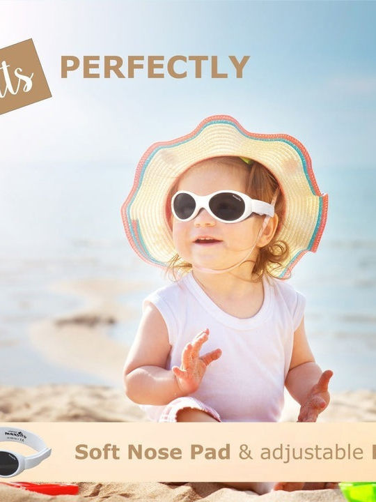 Mausito The Baby Surfer Baby Kids Sunglasses with Polarized Lens Earth White for 0-1 Year