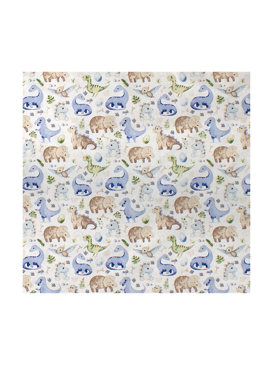 Dimcol Dino Baby Sheet Crib Cotton Fitted Light Blue 70x140cm