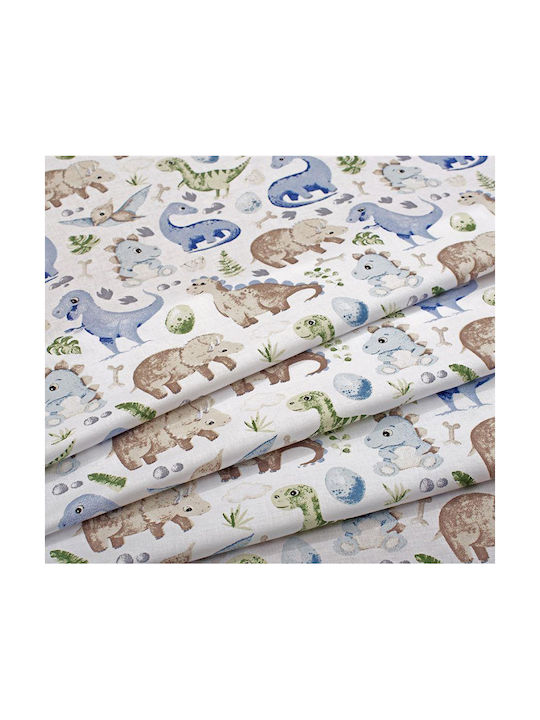 Dimcol Dino Baby Sheet Crib Cotton Fitted Light Blue 70x140cm