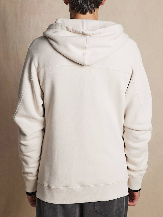 Dirty Laundry Men's Sweatshirt Jacket with Hood and Pockets White