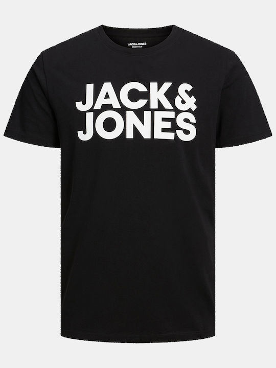 Logo T-shirt Jet Black Print-White