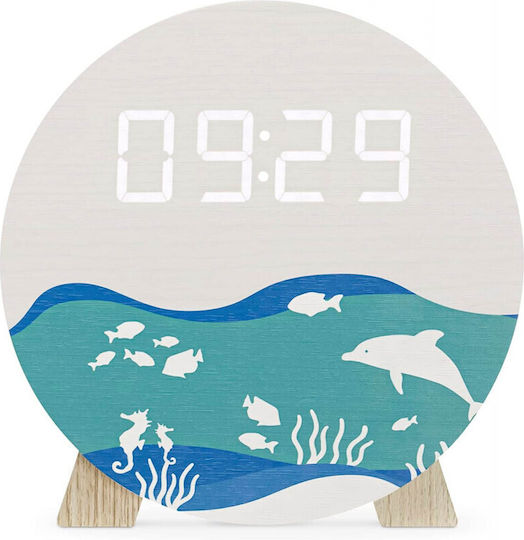 Navaris Design Ocean Tischuhr Digital LED Holz Weiß 58958.03