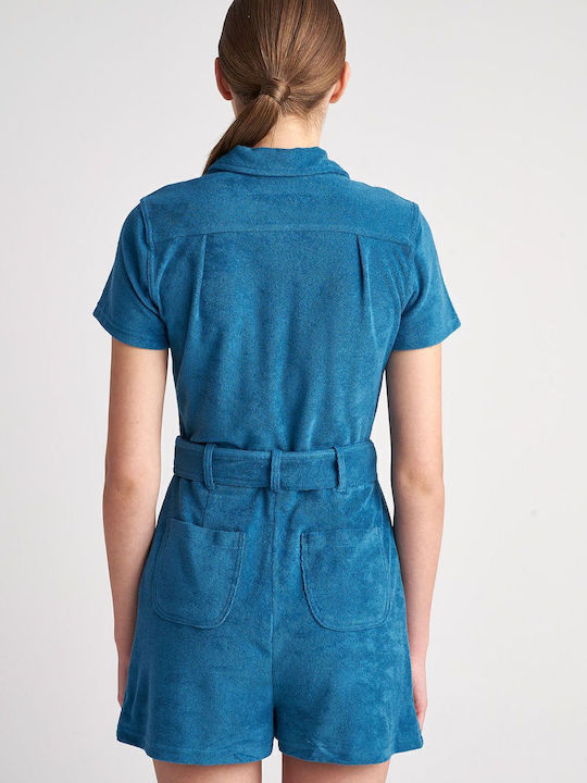 Women's Short Sleeve One-piece Shorts Blue
