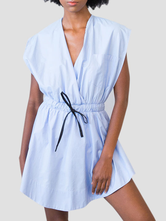 Damen Kurzärmelig Einteiler Shorts Hellblau