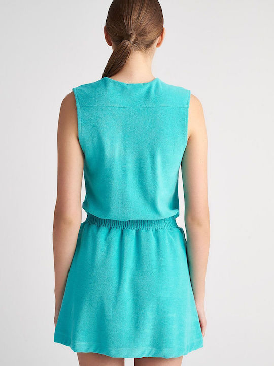 SugarFree Summer Mini Dress Draped Turquoise