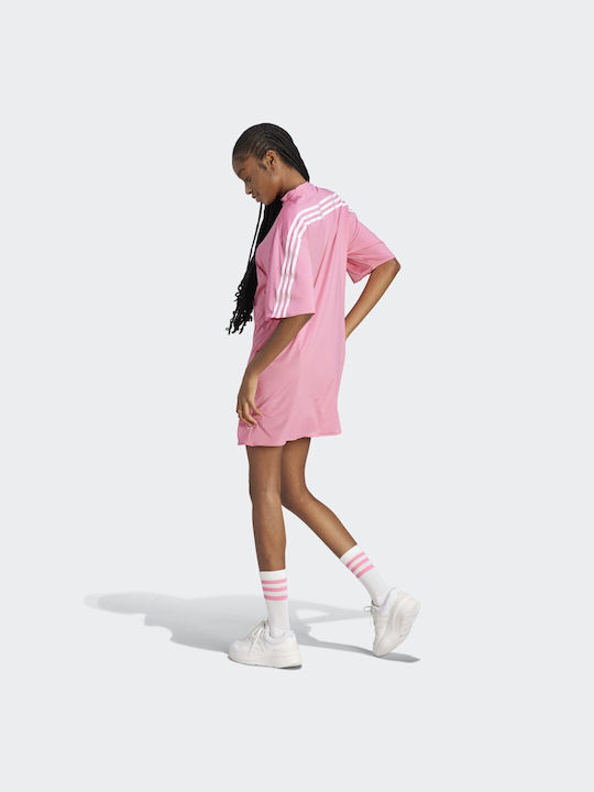 Adidas Future Icons 3-Stripes Καλοκαιρινό Mini Αθλητικό Φόρεμα T-shirt Κοντομάνικο Ροζ
