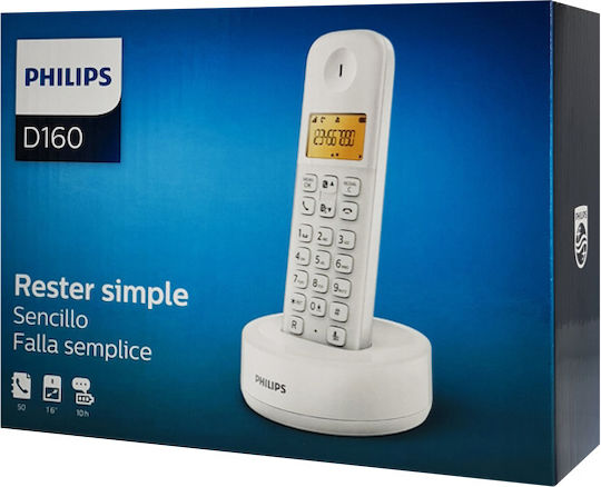 Philips D1601W Schnurlostelefon mit Griechischem Menü Weiß