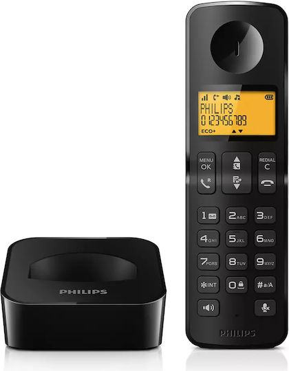 Philips D260 Ασύρματο Τηλέφωνο με Ελληνικό Μενού Μαύρο