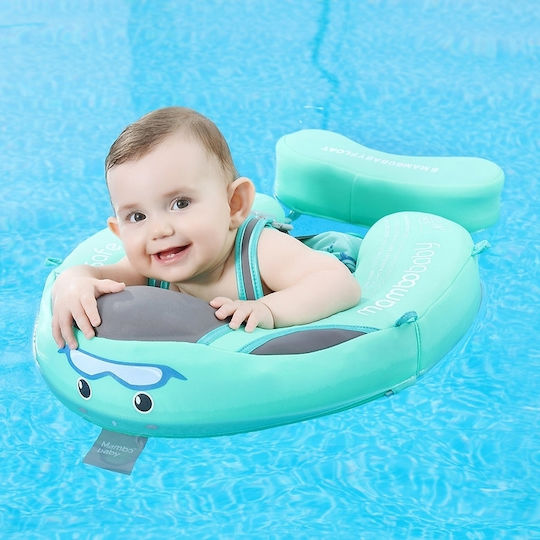 Mambobaby Baby Swimtrainer with Length 31cm and Sunshade for 6 Months to 2 Years Pink Flamingo