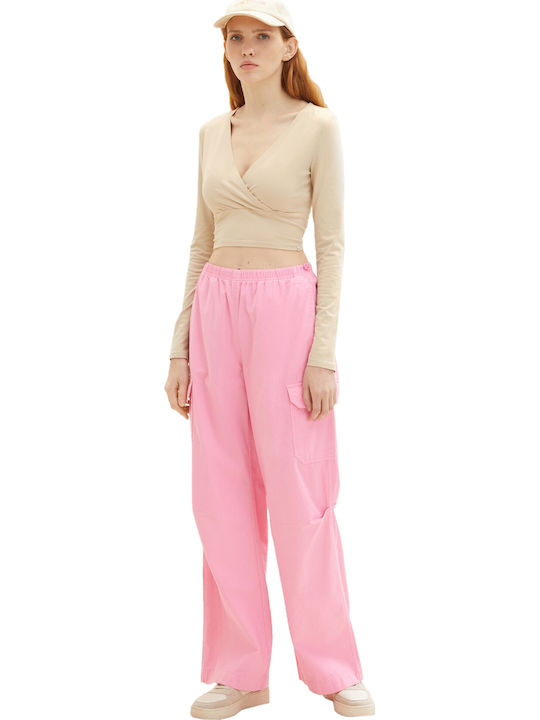 Damen Crop Top Langarm Beige