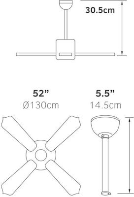 Lineme Ventilator de Tavan 132cm Alb
