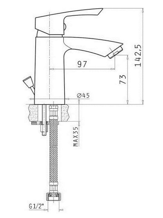Pyramis Vigoro Mixing Sink Faucet Silver