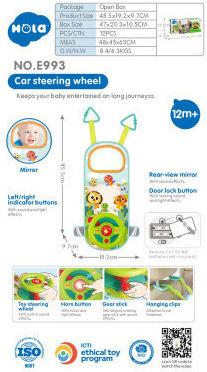 Hola Toys Pendant Toy for Car with Music Activity Steering Wheel for 12++ Months