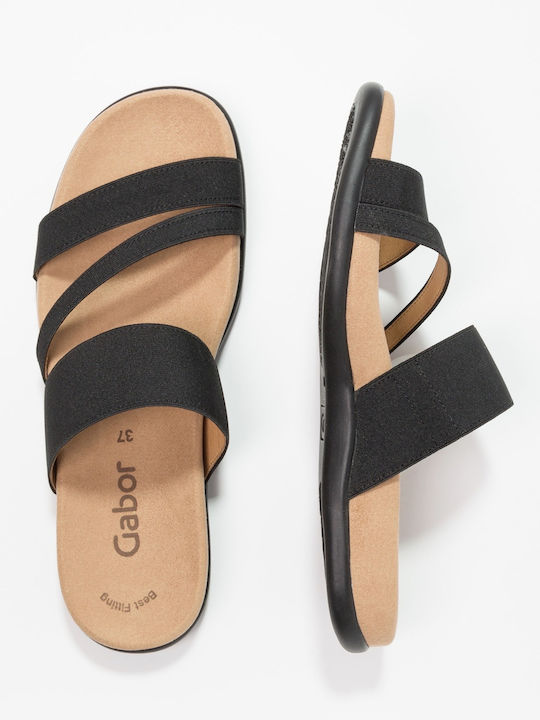 Leather Women's Flat Sandals Anatomic in Black Color