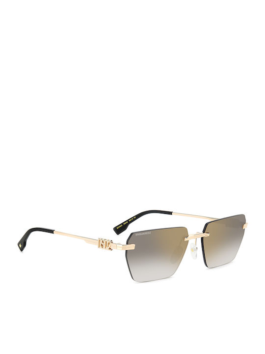 Dsquared2 Unisex Γυαλιά Ηλίου με Χρυσό Μεταλλικό Σκελετό και Χρυσό Καθρέφτη Φακό D2 0102S RHL FQ