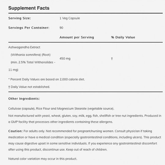 Now Foods Ashwaganda Extract 450мг 180 вегетариански капсули