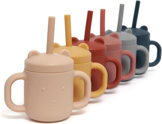 Petit Monkey Baby Cup with Handles and Straw made of Silicone Green 175ml