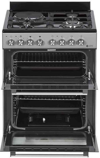 Thermogatz TGS 8001 IX Gas- & Elektroherd 92Es mit Gas- & Elektrokochfeldern B60cm. Inox