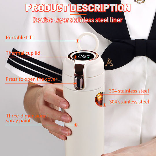 Techsuit Μπουκάλι Θερμός Ανοξείδωτο 400ml Πορτοκαλί