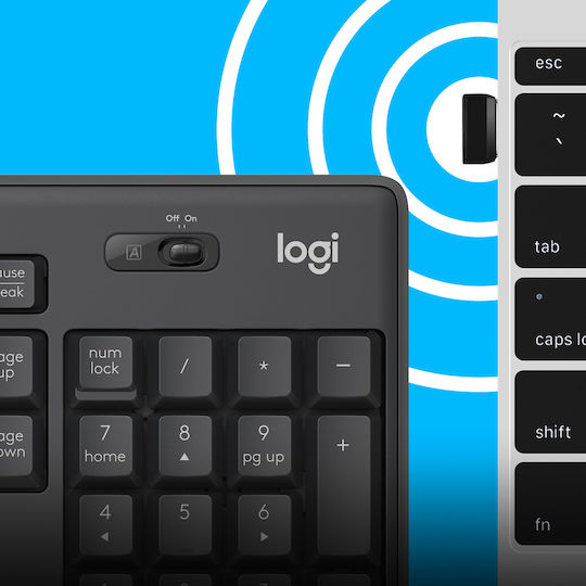 Logitech MK295 Silent Безжично Комплект клавиатура и мишка Английски US Сив