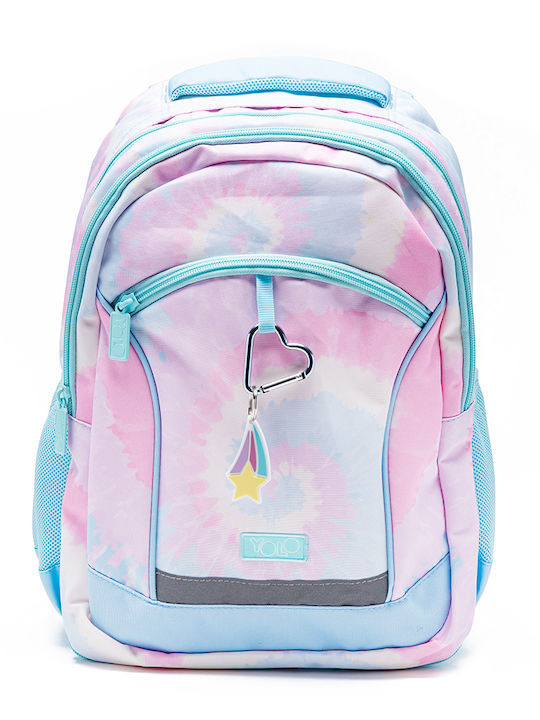 Yolo Tie Dye 2 in 1 Σχολική Τσάντα Πλάτης Δημοτικού Ροζ με Θήκη για Παγούρι 28lt