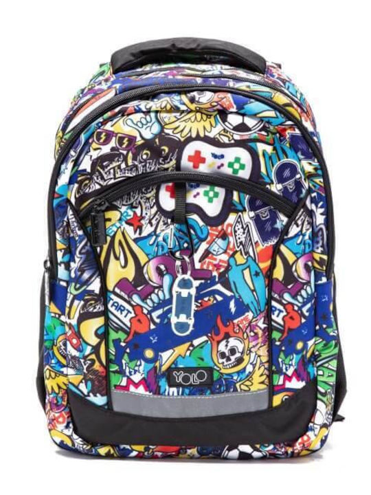 Yolo Graffiti 2 in 1 School Bag Backpack Elementary, Elementary Multicolored 28lt