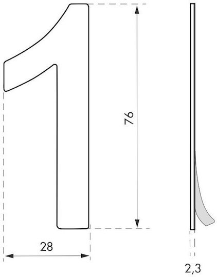Thirard Πινακίδα με Αριθμό 1 σε Ασημί Χρώμα 7.6cm 00067561