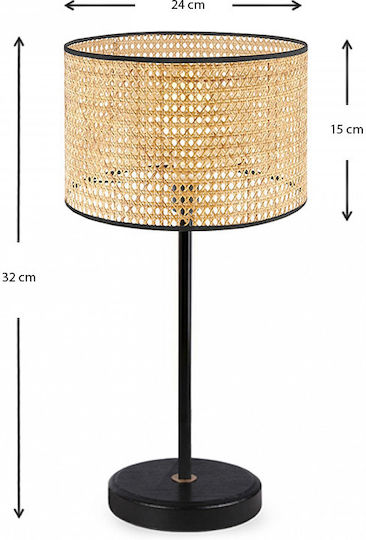 Megapap Idaho Table Lamp for Socket E27 with Brown Shade and Black Base